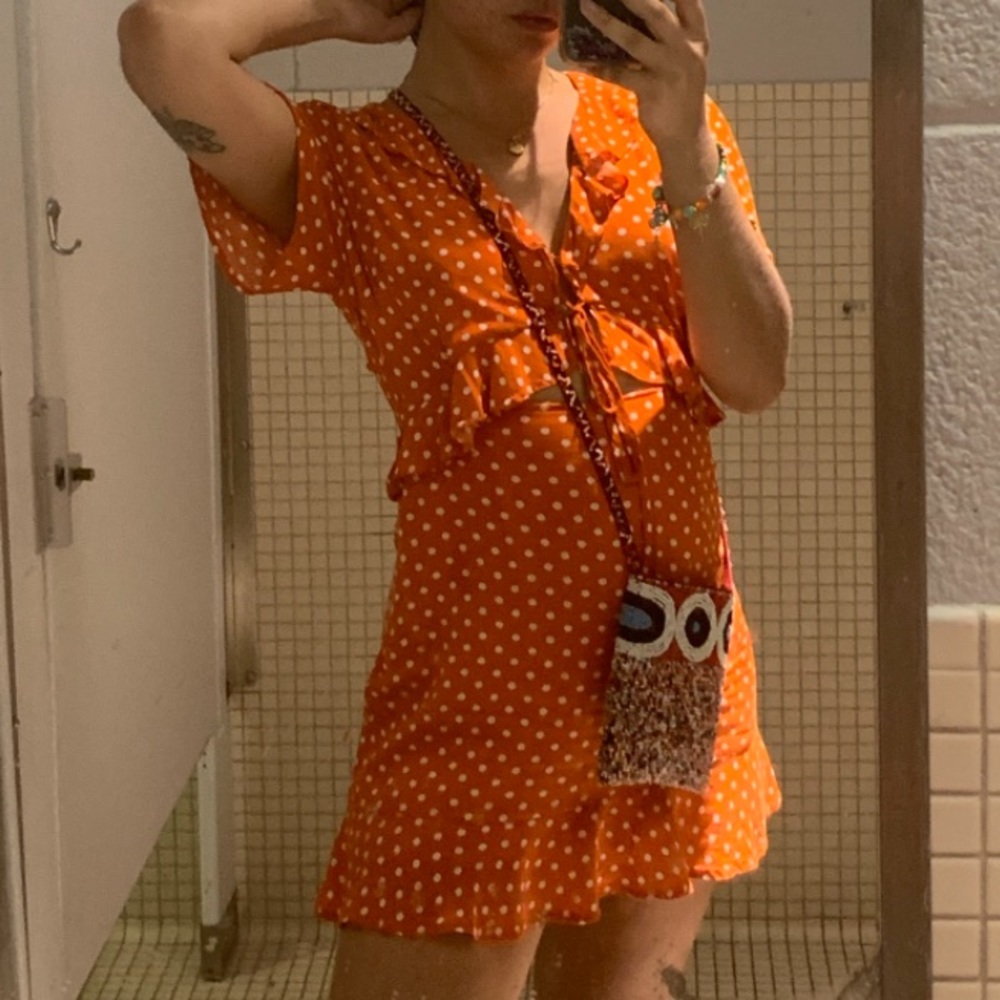 ORANGE POLKA DOT BABYDOLL DRESS 🧡